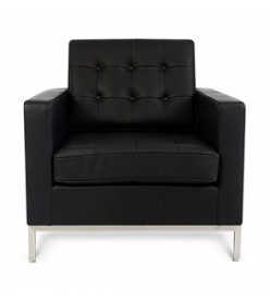 Knoll Style Armchair - Black Leather