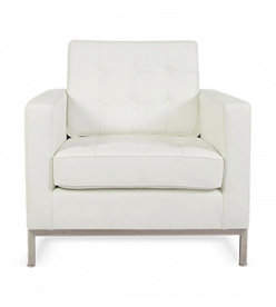 Knoll Style Armchair - White Leather