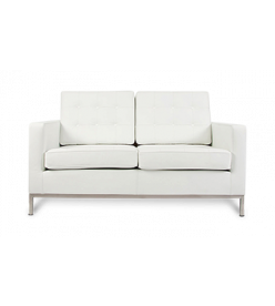 Knoll Style Two Seater Sofa - White Leather