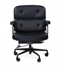 Limited Edition Designer Executive Lobby Chair in Black Italian Leather - front