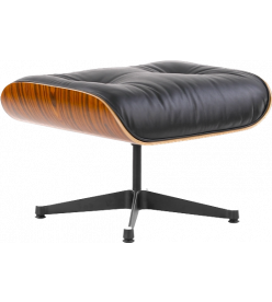 Designer Lounge Chair Ottoman Only - Black Leather,  Rosewood Veneer & Special Edition Base