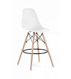 Eames Eiffel Bar Stool Replica - White & Beech Legs 