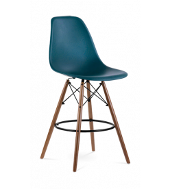Eames Eiffel Bar Stool Replica in Ocean & Walnut Legs - front angle