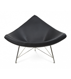 Nelson Style Coconut Chair - Black Leather