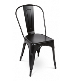 Pauchard Tolix Chair Replica - Black Front Angle