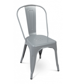 Pauchard Tolix Chair Replica in Grey Metal - front angle