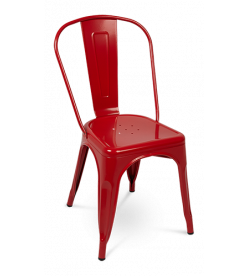 Pauchard Tolix Chair Replica in Red Metal - front angle