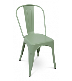 Pauchard Tolix Chair Replica in Sage Green Metal - front angle