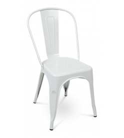 Pauchard Tolix Chair Replica in White Metal - front angle