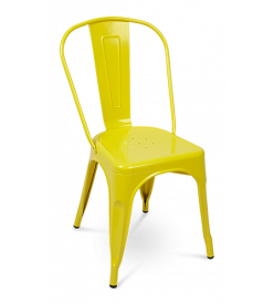 Pauchard Tolix Chair Replica in Yellow Metal - front angle