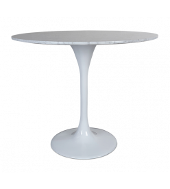 Saarinen 90cm Tulip Table Replica in Carrara Marble - mid angle