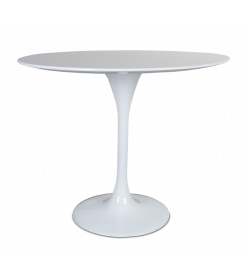 Saarinen 90cm Tulip Table Replica in White - mid angle