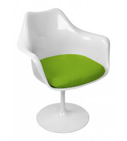 Eero Saarinen Tulip Armchair with Green Cushion - front angle