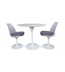 Saarinen Tulip Table & Chair Set Replica - 90cm White Table & 2 Side Chairs
