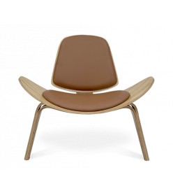 Scandinavian Furniture | Hans Wegner Shell Chair Replica in Oak & Brown Cushion - front