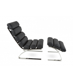Sinus Style Lounge Chair - Black Leather
