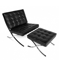 Van Der Rohe Style Barcelona Chair & Ottoman