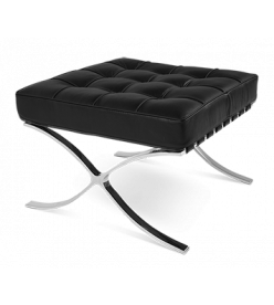 Van Der Rohe Style Barcelona Ottoman - Black Leather