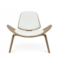 Scandinavian Furniture | Hans Wegner Shell Chair Replica in Oak & White Cushion - front
