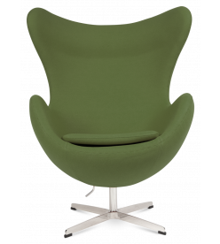 Wingback Armchair Wool Green Front View