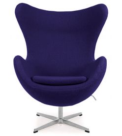 Wingback Armchair in Purple Wool - front