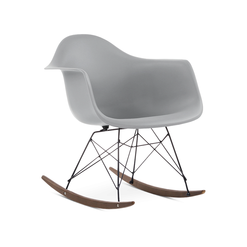 Eames RAR Rocking Chair Replica in Mid Grey Black Legs Walnut