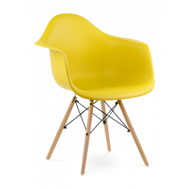 Eames Style DAW Chair - Mustard & Beech Legs