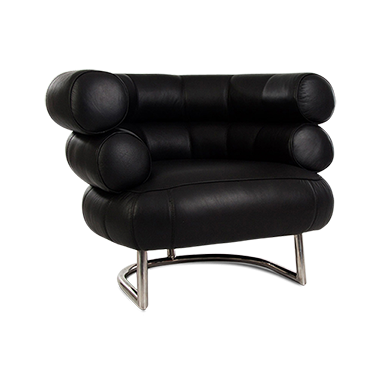 Gray Style Bibendum Chair - Black Leather