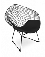 Bertoia Diamond Chair Replica - Black Cushion & Black Frame