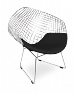 Bertoia Diamond Chair Replica - Black Cushion & Chrome Frame