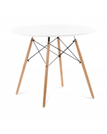 Eames Style 90cm Eiffel Dining Table - White & Beech Legs