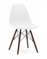 Eames DSW Chair Replica - White & Walnut Legs 