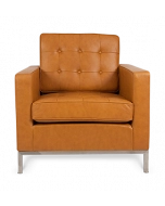 Knoll Style Armchair - Tan Brown Leather