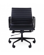 Limited Edition Mid Century Designer Office Chair - Black Leather