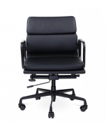 Limited Edition Mid Century Designer Office Chair - black leather