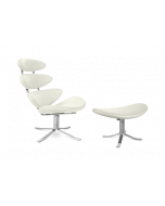 Volther Style Corona Chair & Ottoman - White Leather