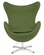 Wingback Armchair Wool Green Front View