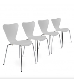 SET OF 4x Designer Moulded Plywood Dining Chair - White