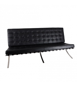 Van Der Rohe Style Barcelona Sofa Three Seat - Black Leather