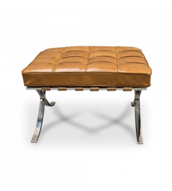 Van Der Rohe Style Barcelona Ottoman - Tan Brown Leather