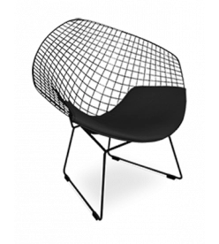 Bertoia Diamond Chair Replica - Black Cushion & Black Frame