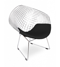 Bertoia Diamond Chair Replica - Black Cushion & Chrome Frame