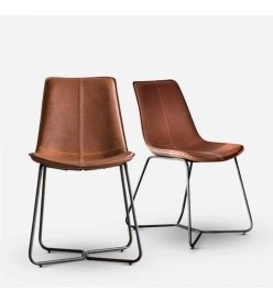 Bronshoj Leather Dining Chairs Set of 2 - Brown