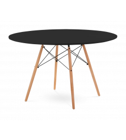 Eames Style 120cm Eiffel Dining Table - Black & Beech Legs