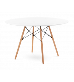 Eames Style 120cm Eiffel Dining Table - White & Beech Legs