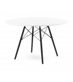 Eames Style 120cm Eiffel Dining Table - White & Black Legs