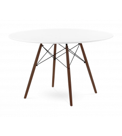 Eames Style 120cm Eiffel Dining Table - White & Walnut Legs