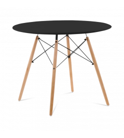 Eames Style 90cm Eiffel Dining Table - Black & Beech Legs
