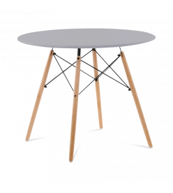 Eames Style 90cm Eiffel Dining Table - Mid Grey & Beech Legs