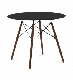Eames Style 90cm Eiffel Dining Table - Black & Walnut Legs